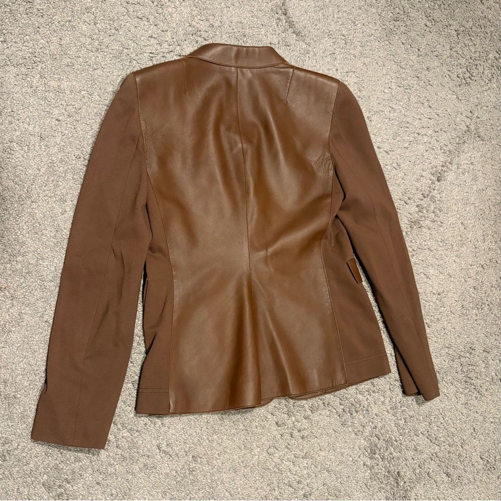 Akris Punto Mixed Media Lamb Nappa Leather Blazer Jacket Size US 8 - Picture 14 of 16